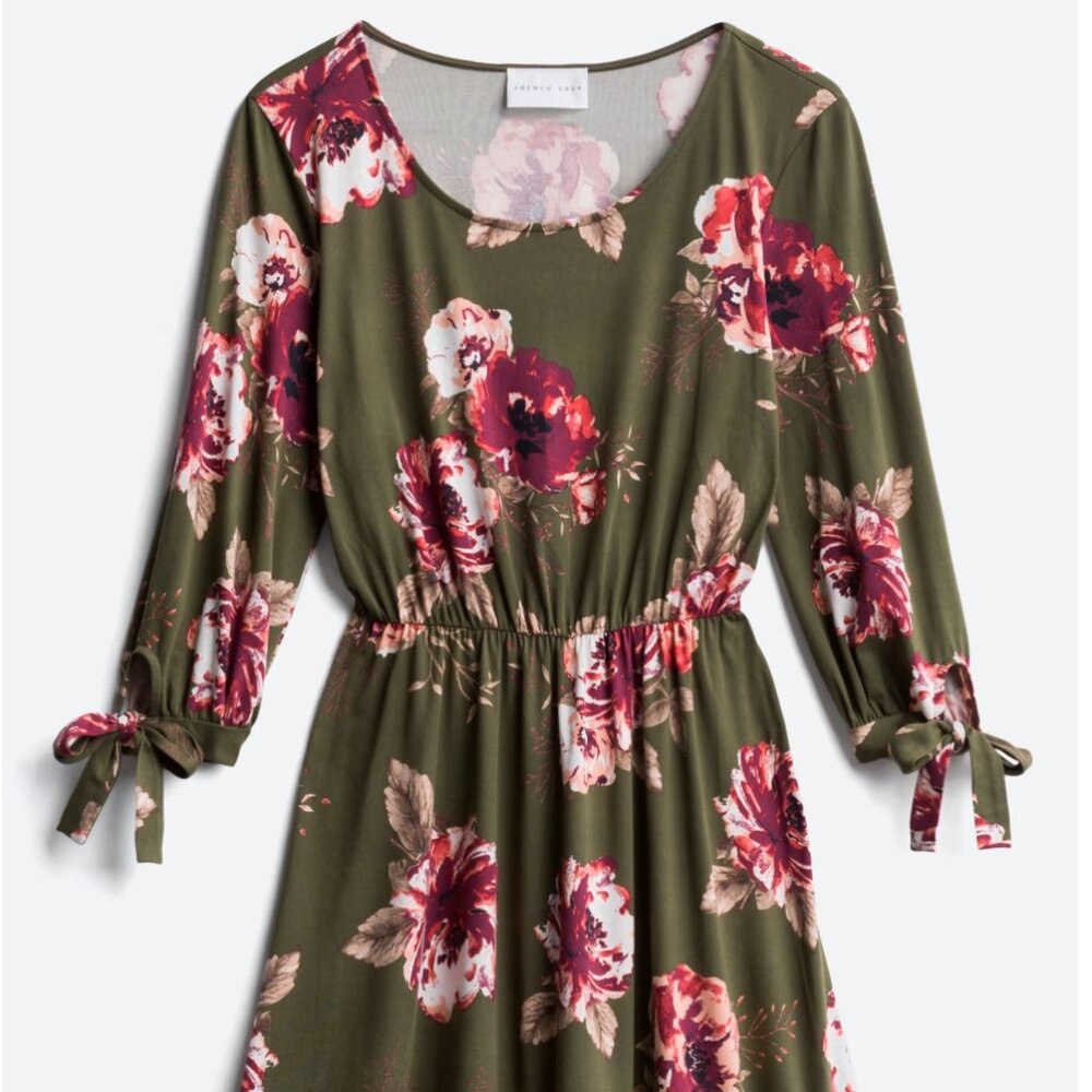 French Grey Alita Brushed Knit Floral Dress